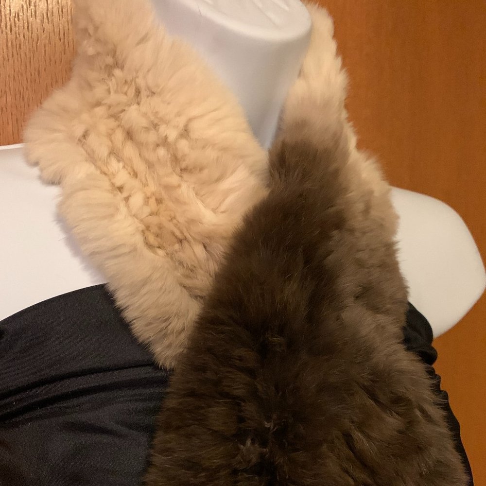 ❄️ Genuine Rabbit Fur Knitted Scarf NWOT - Picture 2 of 6